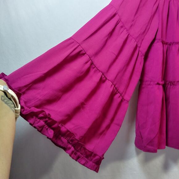 Andree By Unit BABYDOLL TOP IN FUCHSIA Barbie Size L - Picture 5 of 9